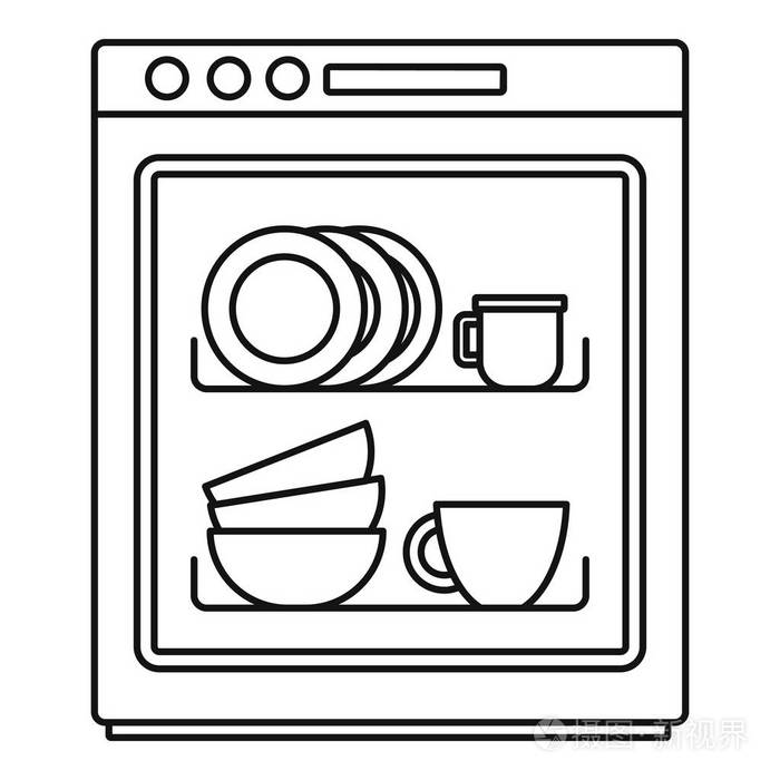 洗碗机图标轮廓样式