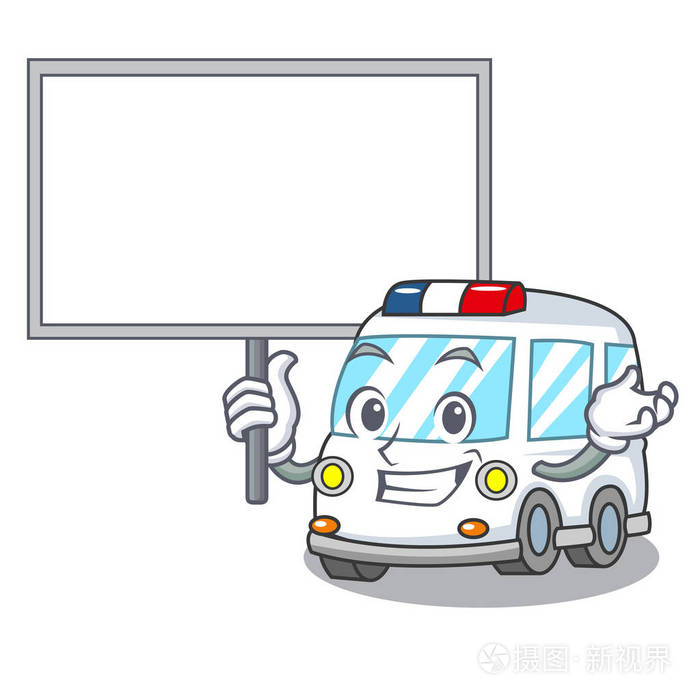 带板救护车字符卡通风格矢量插画