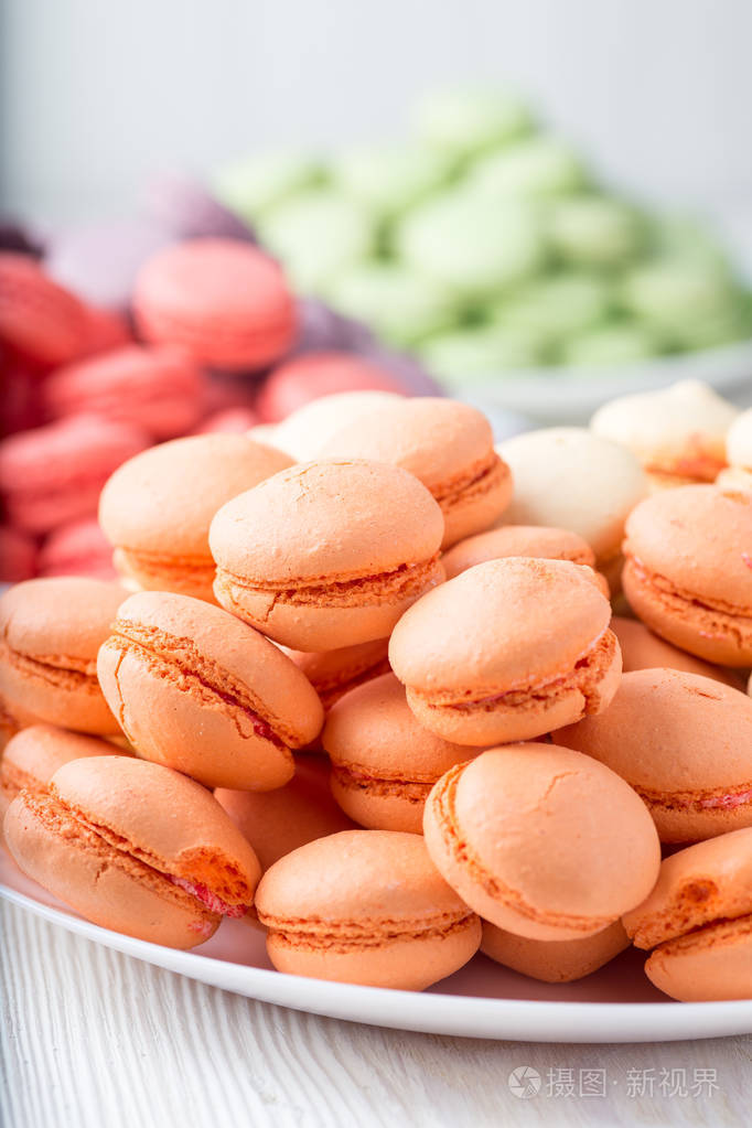 彩色的法国杏仁饼或食品