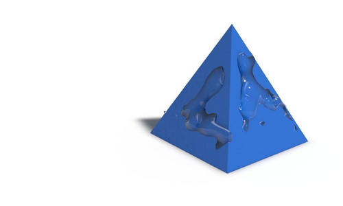 金字塔和水滴，3d 渲染