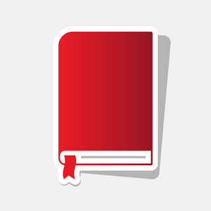 本书的标志。矢量。新的一年带红色图标与外部的中风和灰色阴影，浅灰色的背景上