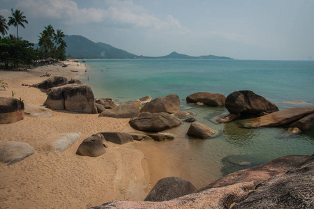 在拉迈海滩上在泰国苏梅岛海景