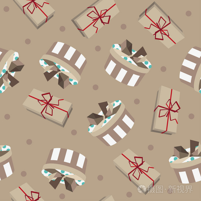 无缝矢量礼品图案复古礼品盒插画-正版商用图片0pj1j9-摄图新视界