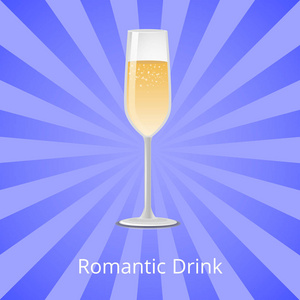 浪漫饮品矢量插画玻璃香槟图片