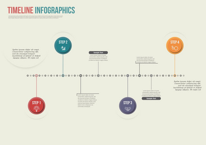 信息图表时间线模板。为演示文稿或关系图的设计理念。矢量 Eps10