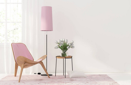 光的粉红色家具与室内