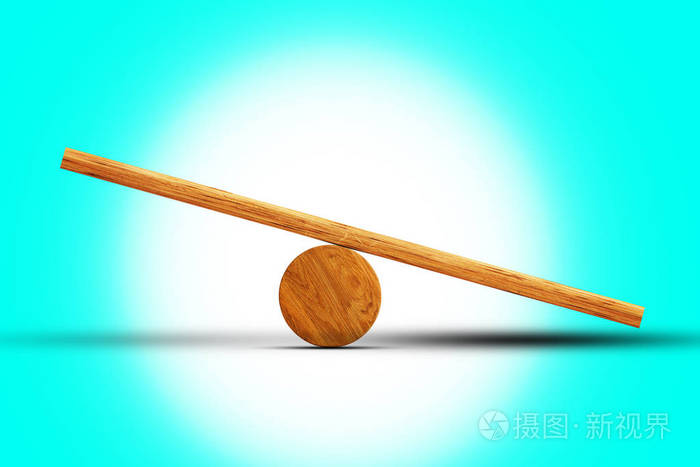 绿松石的抽象背景上的空平衡跷跷板