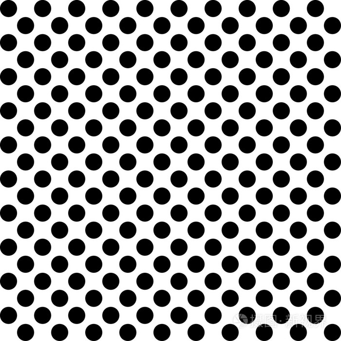 无缝的黑色和白色矢量波尔卡圆点装饰背景