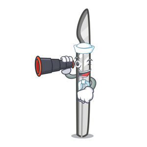 水手用双目手术刀吉祥物卡通风格矢量插画
