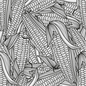 矢量无缝图案与玉米. 手绘插图.照片