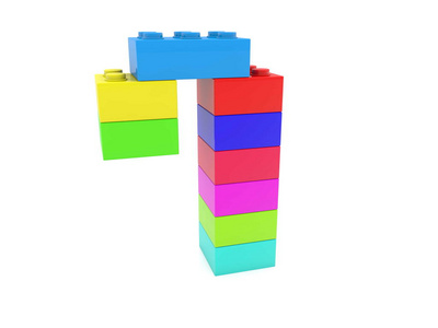 七号从玩具砖建造的概念