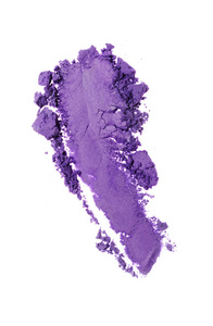 作为化妆品产品的样品的被击碎的紫色眼影涂片