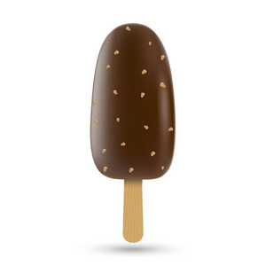 经典巧克力被咬的冰棒冰淇淋在白色背景下隔离