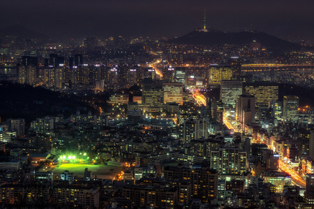 江南区和首尔夜景