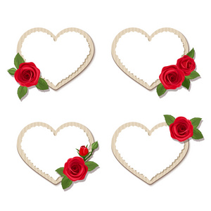 红玫瑰情人节心卡.矢量 eps-10照片