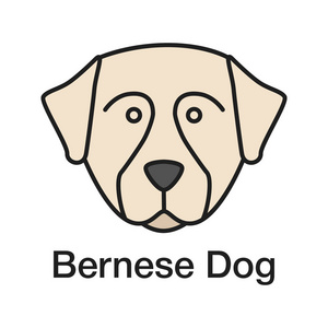 Bernese 山狗颜色图标。Sennenhund 狗孤立向量插图