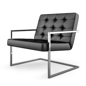 孤立的 3d 渲染白色背景上的黑色现代扶手椅