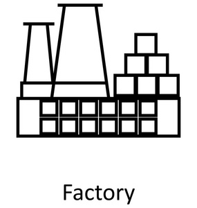 工厂或烟囱线隔离矢量图标可编辑