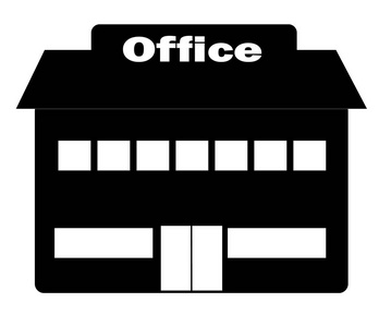 在白色背景时尚平面风格的办公室图标。办公室标志为您的网站设计, 徽标, 应用程序, Ui。办公标志