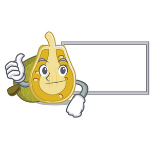 大拇指与板菠萝蜜字符卡通风格矢量插画照片