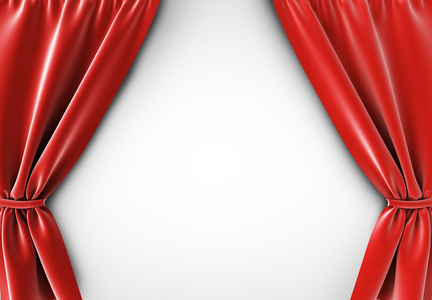 红色的布幕上白色背景,3d 渲染照片