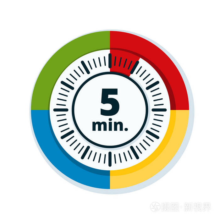 5分钟定时器图标在白色背景矢量插图隔离