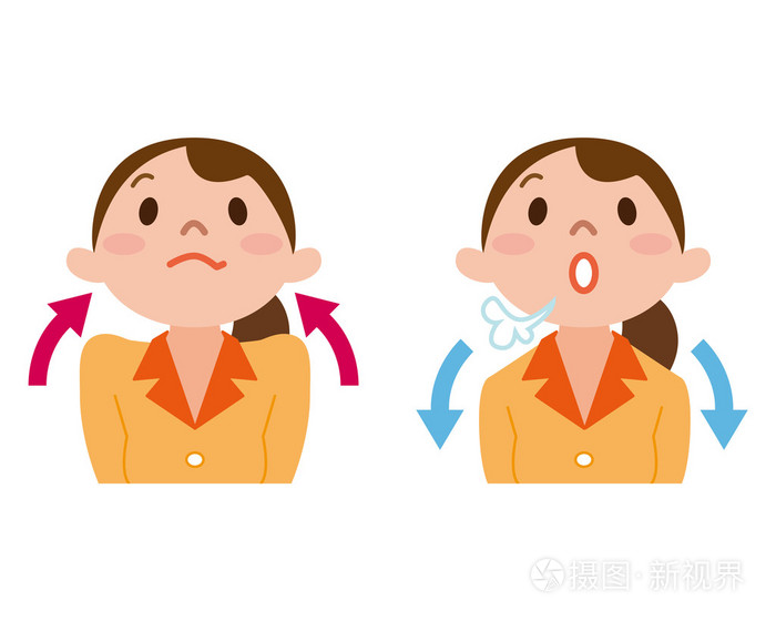 年轻的女人,做一次深呼吸插画-正版商用图片0pjwtx-摄图新视界