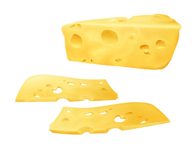 奶酪切片3d 逼真向量图