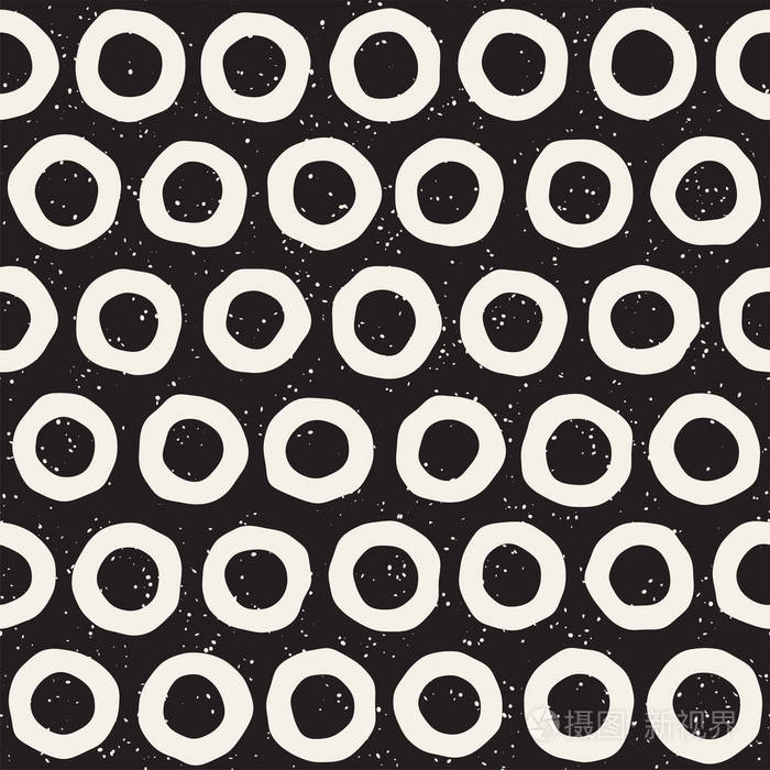 手工绘制线无缝蹩脚图案.黑白的抽象几何重复纹理