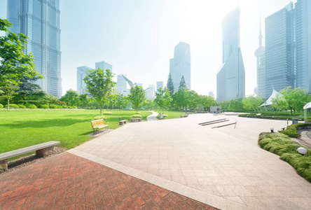 公园在陆家嘴金融中心，上海，中国