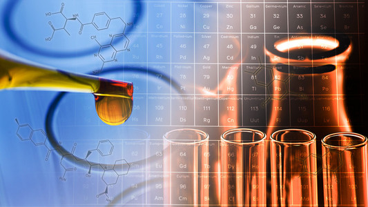 科学实验室试管和元素周期表背景