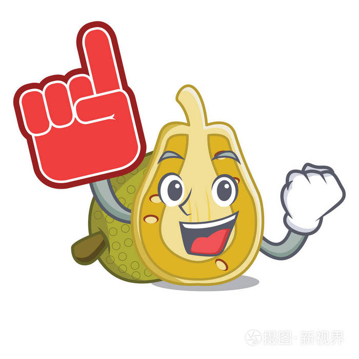 泡沫手指菠萝蜜吉祥物卡通风格矢量插画