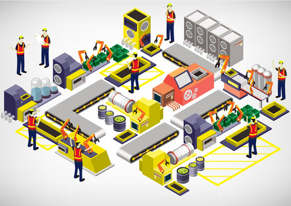 信息图形工厂设备概念的插图