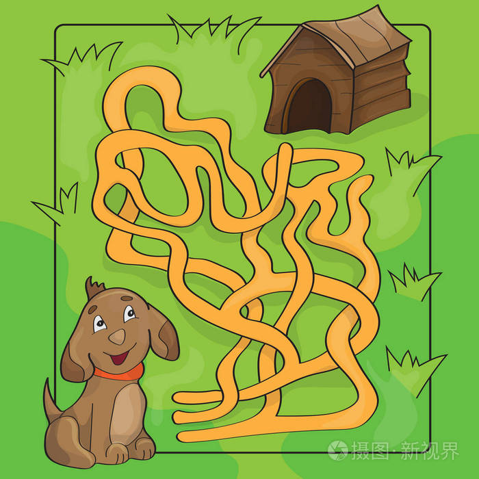 儿童教育迷宫或迷宫游戏卡通向量的插图