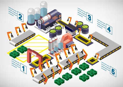 信息图形工厂设备概念的插图