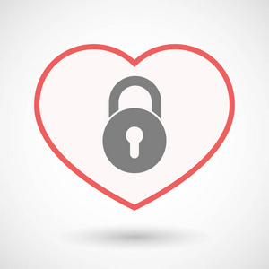 与封闭的锁垫隔离的线路艺术心照片