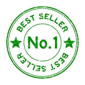 Grunge 绿色号 1 畅销书圆白色背景上的橡皮戳