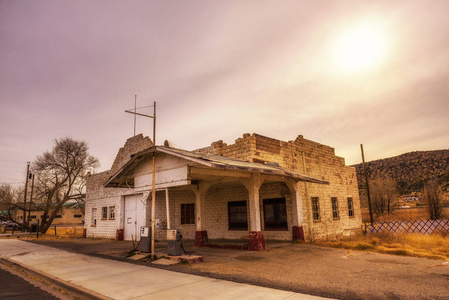 亚利桑那州66号历史航线废弃加油站