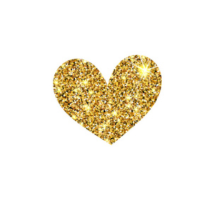 金色亮片矢量心。金 sparcle 圣情人节卡片。琥珀色粒子。奢华设计元素