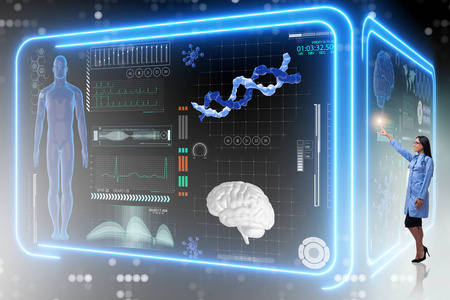 在未来的医学概念的女医生