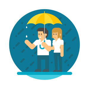 平面设计夫妇在雨中