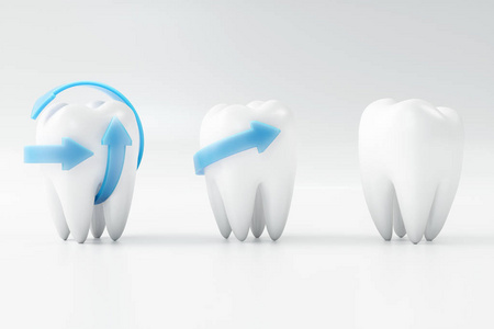 3d. 用牙医挑选牙齿。牙科, 医学和健康概念。口腔牙科卫生。口腔护理