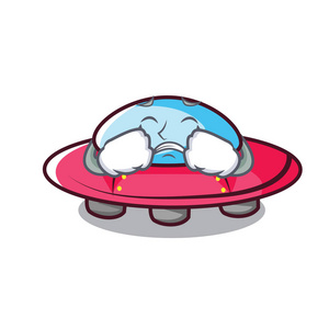 哭飞碟吉祥物卡通风格矢量插画照片