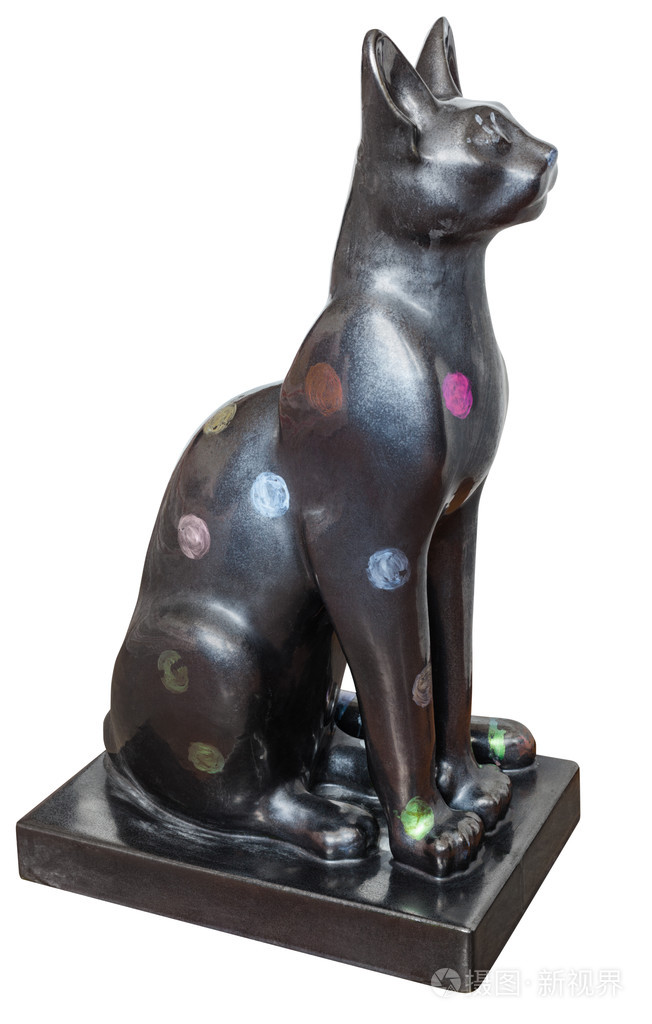 从古埃及猫雕像的侧视图