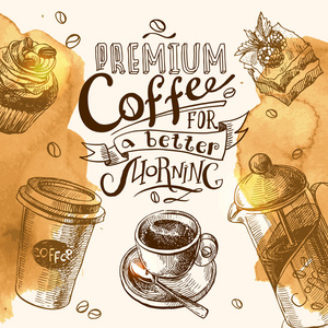 咖啡素描图