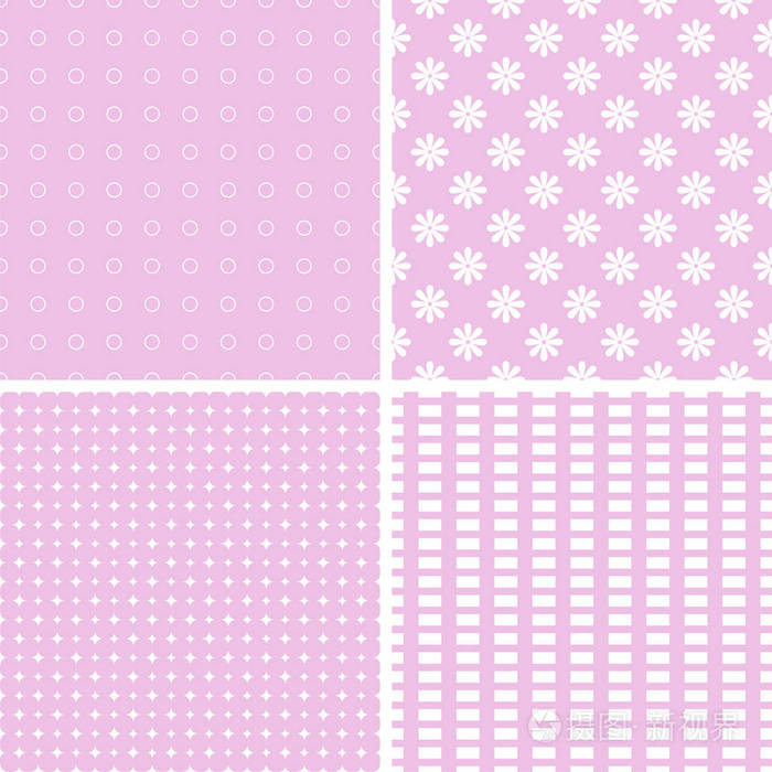 粉红色不同的矢量无缝模式。抽象饰品