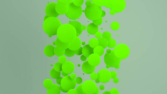 白色背景上随机尺寸的绿色圆盘。抽象背景与圈子。墙前的圆云。3d 渲染插图