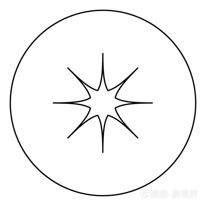 圆轮廓矢量图中的星形黑色图标隔离