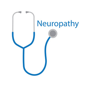神经病字和听诊器图标矢量插图