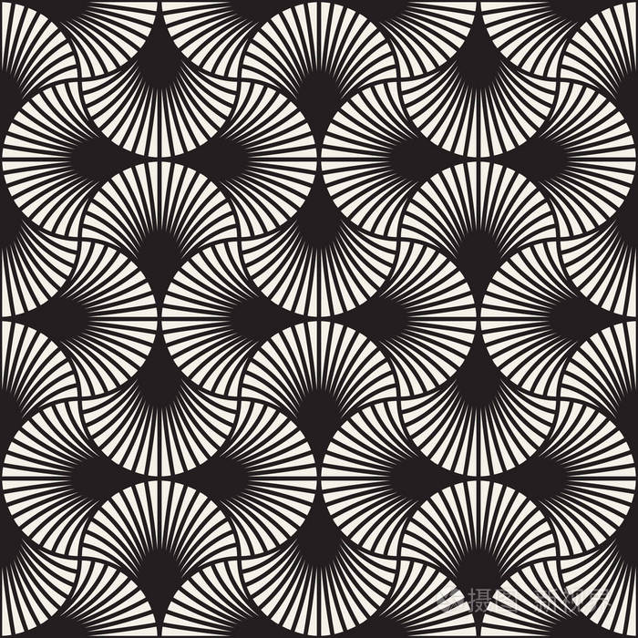 在艺术装饰风格的交叉弧形的矢量无缝复古模式.现代时尚的抽象质感.